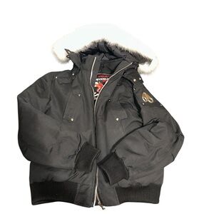 Men's Black Winter Jacket with Fur Hood
